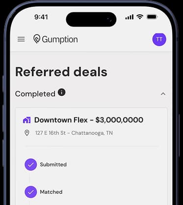 Gumption app on iPhone showing referred deals