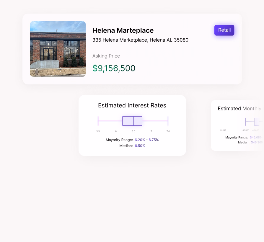 AI term estimator showing financing terms
